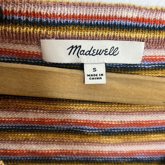 Madewell Striped Paulson Knit V-Neck Boxy Tee Top Small Neutral Stripe Casual - Picture 8 of 11